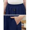 imageGORLYA Girls ALine Elastic High Waist Pleated Swing Maxi Skirt with Pockets for 414TNavy