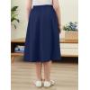 imageGORLYA Girls ALine Elastic High Waist Pleated Swing Maxi Skirt with Pockets for 414TNavy