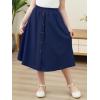 imageGORLYA Girls ALine Elastic High Waist Pleated Swing Maxi Skirt with Pockets for 414TNavy