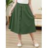 imageGORLYA Girls ALine Elastic High Waist Pleated Swing Maxi Skirt with Pockets for 414TOlive