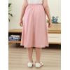 imageGORLYA Girls ALine Elastic High Waist Pleated Swing Maxi Skirt with Pockets for 414TPink