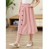 imageGORLYA Girls ALine Elastic High Waist Pleated Swing Maxi Skirt with Pockets for 414TPink