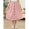 imageGORLYA Girls ALine Elastic High Waist Pleated Swing Maxi Skirt with Pockets for 414TPink