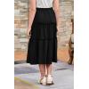 imageGORLYA Girls Boho Casual Elastic High Waist Tiered Ruffle Hem Long Swing Maxi Skirt 414TBlack