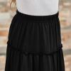 imageGORLYA Girls Boho Casual Elastic High Waist Tiered Ruffle Hem Long Swing Maxi Skirt 414TBlack