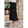 imageGORLYA Girls Boho Casual Elastic High Waist Tiered Ruffle Hem Long Swing Maxi Skirt 414TBlack