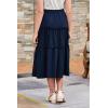 imageGORLYA Girls Boho Casual Elastic High Waist Tiered Ruffle Hem Long Swing Maxi Skirt 414TNavy