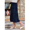 imageGORLYA Girls Boho Casual Elastic High Waist Tiered Ruffle Hem Long Swing Maxi Skirt 414TNavy