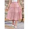 imageGORLYA Girls Boho Casual Elastic High Waist Tiered Ruffle Hem Long Swing Maxi Skirt 414TPink