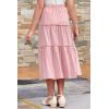 imageGORLYA Girls Boho Casual Elastic High Waist Tiered Ruffle Hem Long Swing Maxi Skirt 414TPink