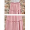 imageGORLYA Girls Boho Casual Elastic High Waist Tiered Ruffle Hem Long Swing Maxi Skirt 414TPink