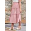 imageGORLYA Girls Boho Casual Elastic High Waist Tiered Ruffle Hem Long Swing Maxi Skirt 414TPink