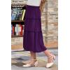 imageGORLYA Girls Boho Casual Elastic High Waist Tiered Ruffle Hem Long Swing Maxi Skirt 414TPurple