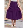 imageGORLYA Girls Boho Casual Elastic High Waist Tiered Ruffle Hem Long Swing Maxi Skirt 414TPurple