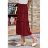 imageGORLYA Girls Boho Casual Elastic High Waist Tiered Ruffle Hem Long Swing Maxi Skirt 414TWine Red