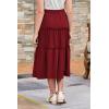 imageGORLYA Girls Boho Casual Elastic High Waist Tiered Ruffle Hem Long Swing Maxi Skirt 414TWine Red