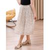 imageGORLYA Girls Chiffon Pleated Elastic High Waist ALine Boho Swing Maxi Long Skirt 414TBeige Floral