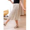 imageGORLYA Girls Chiffon Pleated Elastic High Waist ALine Boho Swing Maxi Long Skirt 414TBeige Floral