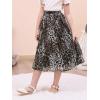 imageGORLYA Girls Chiffon Pleated Elastic High Waist ALine Boho Swing Maxi Long Skirt 414TGray Leopard