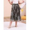 imageGORLYA Girls Chiffon Pleated Elastic High Waist ALine Boho Swing Maxi Long Skirt 414TGray Leopard