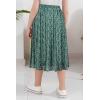 imageGORLYA Girls Chiffon Pleated Elastic High Waist ALine Boho Swing Maxi Long Skirt 414TGreen Print