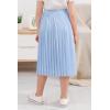 imageGORLYA Girls Chiffon Pleated Elastic High Waist ALine Boho Swing Maxi Long Skirt 414TLight Blue