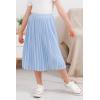imageGORLYA Girls Chiffon Pleated Elastic High Waist ALine Boho Swing Maxi Long Skirt 414TLight Blue