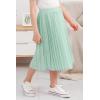 imageGORLYA Girls Chiffon Pleated Elastic High Waist ALine Boho Swing Maxi Long Skirt 414TLight Green