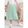 imageGORLYA Girls Chiffon Pleated Elastic High Waist ALine Boho Swing Maxi Long Skirt 414TLight Green