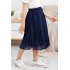 imageGORLYA Girls Chiffon Pleated Elastic High Waist ALine Boho Swing Maxi Long Skirt 414TNavy