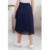 imageGORLYA Girls Chiffon Pleated Elastic High Waist ALine Boho Swing Maxi Long Skirt 414TNavy