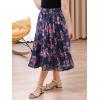 imageGORLYA Girls Chiffon Pleated Elastic High Waist ALine Boho Swing Maxi Long Skirt 414TNavy Print