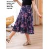 imageGORLYA Girls Chiffon Pleated Elastic High Waist ALine Boho Swing Maxi Long Skirt 414TNavy Print