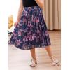 imageGORLYA Girls Chiffon Pleated Elastic High Waist ALine Boho Swing Maxi Long Skirt 414TNavy Print