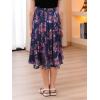 imageGORLYA Girls Chiffon Pleated Elastic High Waist ALine Boho Swing Maxi Long Skirt 414TNavy Print