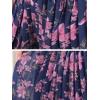 imageGORLYA Girls Chiffon Pleated Elastic High Waist ALine Boho Swing Maxi Long Skirt 414TNavy Print