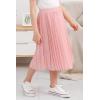 imageGORLYA Girls Chiffon Pleated Elastic High Waist ALine Boho Swing Maxi Long Skirt 414TPink