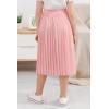 imageGORLYA Girls Chiffon Pleated Elastic High Waist ALine Boho Swing Maxi Long Skirt 414TPink
