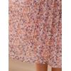 imageGORLYA Girls Chiffon Pleated Elastic High Waist ALine Boho Swing Maxi Long Skirt 414TPink Floral
