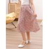 imageGORLYA Girls Chiffon Pleated Elastic High Waist ALine Boho Swing Maxi Long Skirt 414TPink Floral