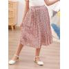 imageGORLYA Girls Chiffon Pleated Elastic High Waist ALine Boho Swing Maxi Long Skirt 414TPink Floral