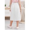 imageGORLYA Girls Chiffon Pleated Elastic High Waist ALine Boho Swing Maxi Long Skirt 414TWhite