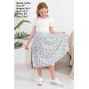 imageGORLYA Girls Chiffon Pleated Elastic High Waist ALine Boho Swing Maxi Long Skirt 414TWhite Print