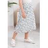 imageGORLYA Girls Chiffon Pleated Elastic High Waist ALine Boho Swing Maxi Long Skirt 414TWhite Print