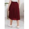 imageGORLYA Girls Chiffon Pleated Elastic High Waist ALine Boho Swing Maxi Long Skirt 414TWine Red
