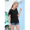 imageGORLYA Girls Cut Slit Sleeve Tie Knot Cuff Stripe Tunic TShirt Casual Pullover Top for 414T KidsBlack