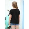 imageGORLYA Girls Cut Slit Sleeve Tie Knot Cuff Stripe Tunic TShirt Casual Pullover Top for 414T KidsBlack