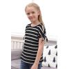 imageGORLYA Girls Cut Slit Sleeve Tie Knot Cuff Stripe Tunic TShirt Casual Pullover Top for 414T KidsBlack Stripe