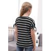 imageGORLYA Girls Cut Slit Sleeve Tie Knot Cuff Stripe Tunic TShirt Casual Pullover Top for 414T KidsBlack Stripe