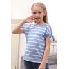 imageGORLYA Girls Cut Slit Sleeve Tie Knot Cuff Stripe Tunic TShirt Casual Pullover Top for 414T KidsBlue Stripe